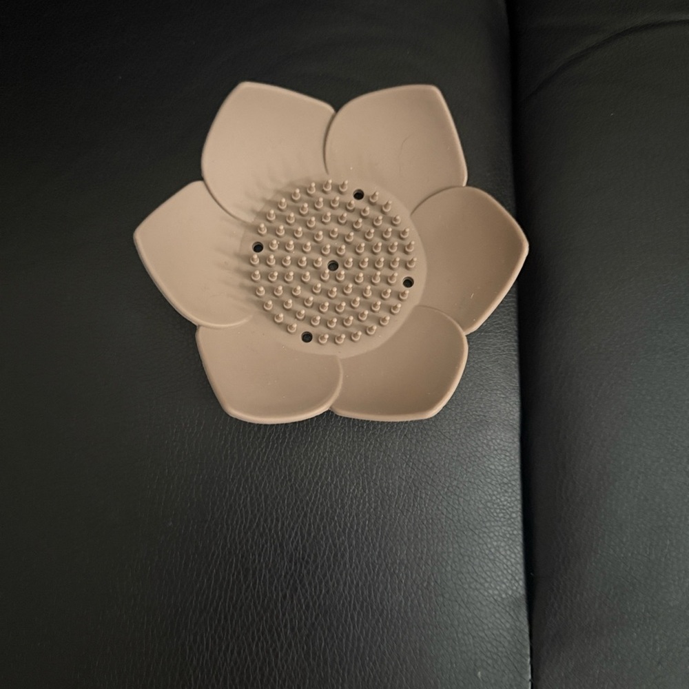 Brown Flower-Shaped Silicone Soap Dish for the bath